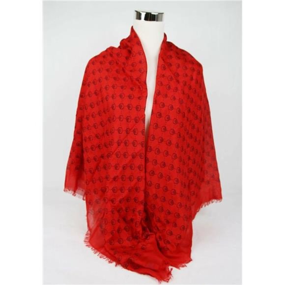 Gucci Ghost Red Silk GG Skull Print Large Square Scarf New Authentic - Picture 1 of 9